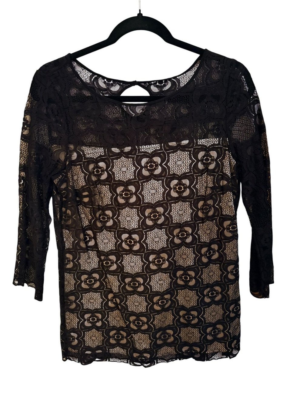 BCBG Black Lace Overlay Women's Top